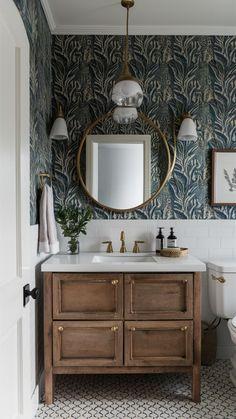 Statement ‌wallpaper transforms farmhouse bathrooms into unique retreats