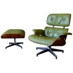 Avocado Green Leather Eames Lounge Chair and Ottoman, 1967 – The .