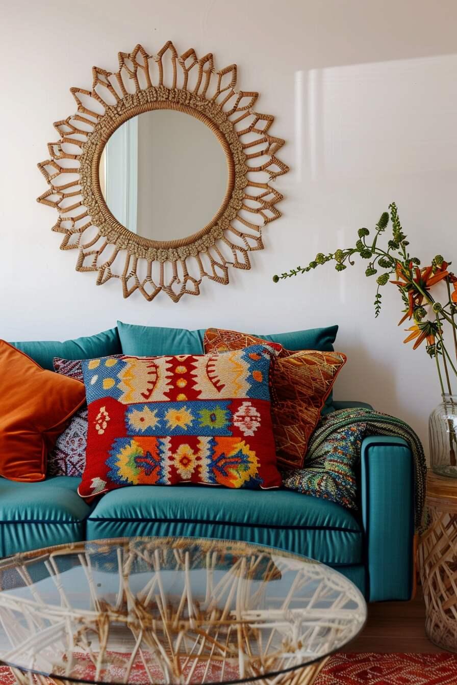 Add a ​statement ⁢mirror to⁤ reflect ⁣light and enhance your Boho ⁣Living​ Room