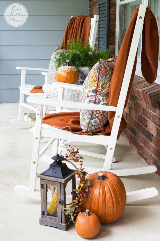 Fall Porch Decor Rocking Chairs | Fall decorations porch, Fall .