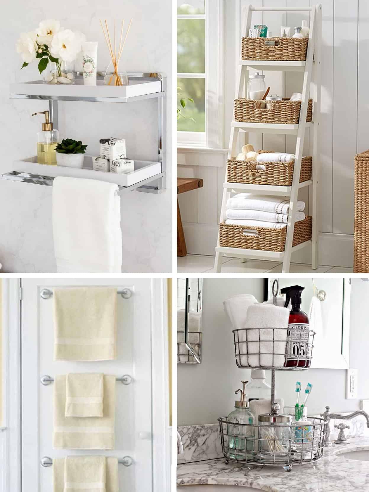 Open shelving promotes organization‌ and ⁤displays bathroom⁢ decor