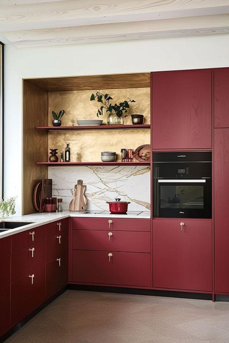 Use pastel accents to soften the boldness of your⁣ Burgundy Kitchen