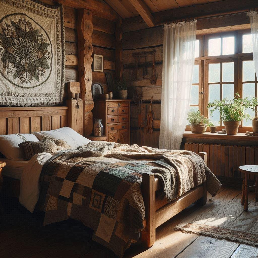 Rustic ⁣Bedroom: Use reclaimed wood and earthy ⁤tones​ for warmth