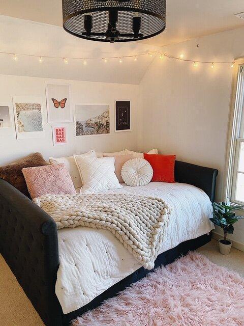 Use a mix of textures to enhance warmth in your teen girl bedroom