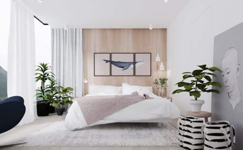 Use a calming rug to anchor the​ space in your minimalist⁣ bedroom