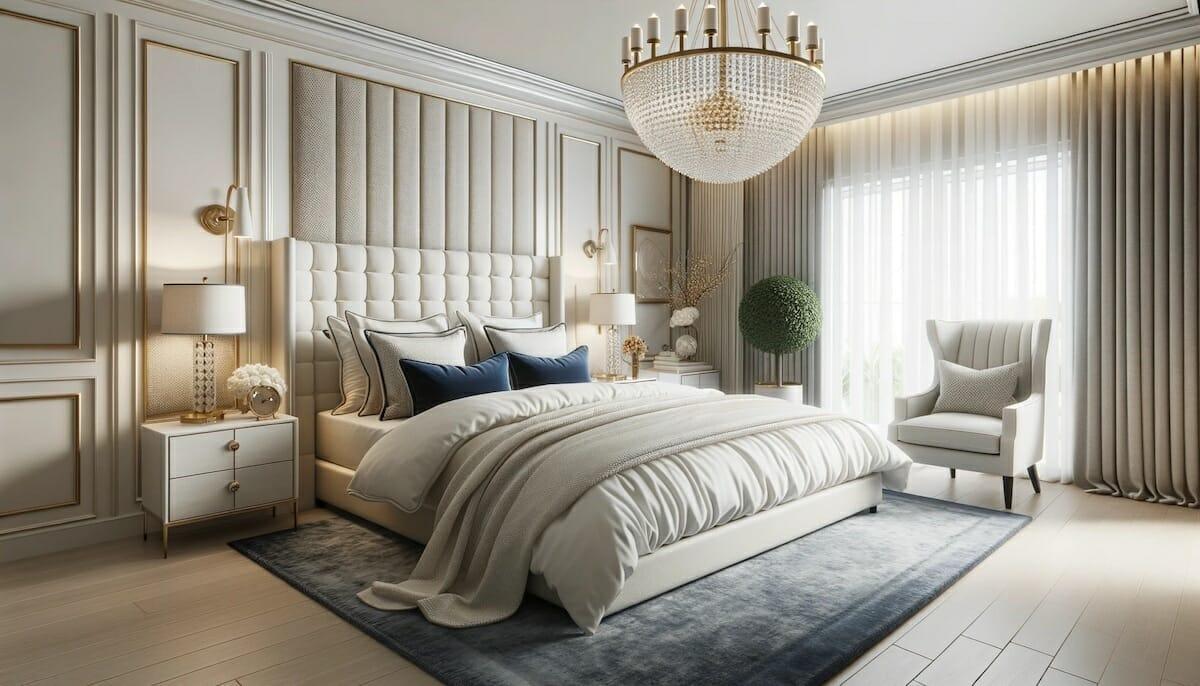 Luxe⁢ Bedroom: Add plush fabrics and gold accents for‌ opulence