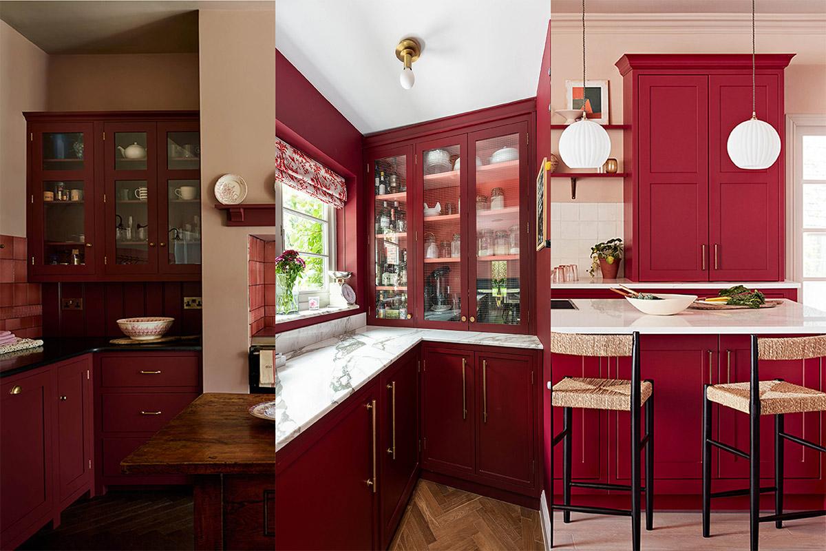 Incorporate a farmhouse sink for a rustic feel in your Burgundy Kitchen