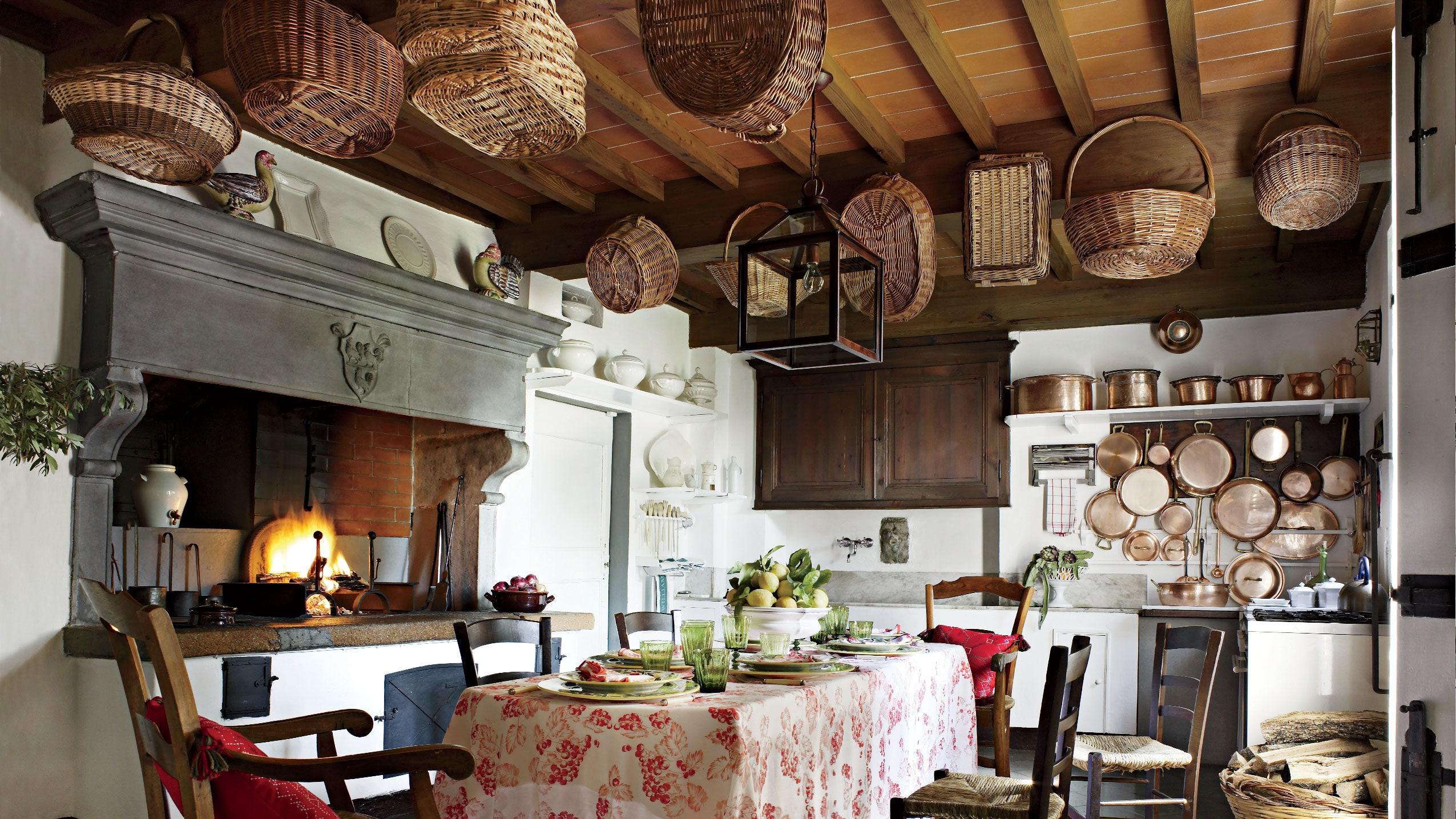 A cozy fireplace or wood stove to warmth your farmhouse kitchen experience