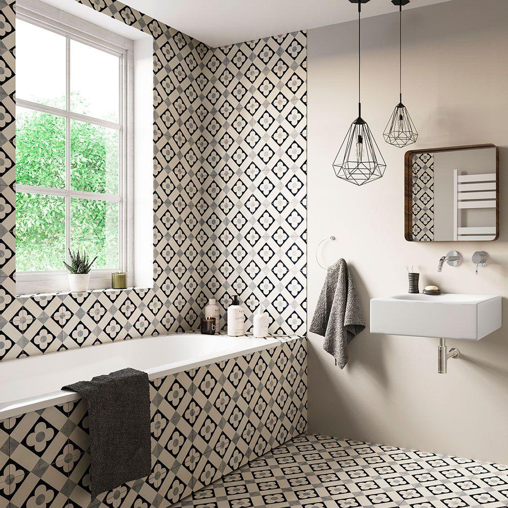 Use patterned tiles for a striking ⁢eclectic bathroom floor