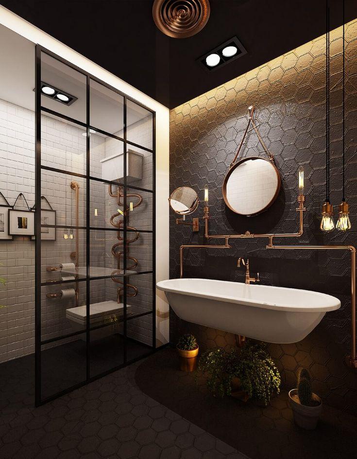 Industrial⁤ elements blend raw textures with elegant ⁢bathroom⁤ aesthetics