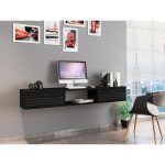 Luxor Liberty 63 in. Rectangular Black Floating Desk with Built-In .