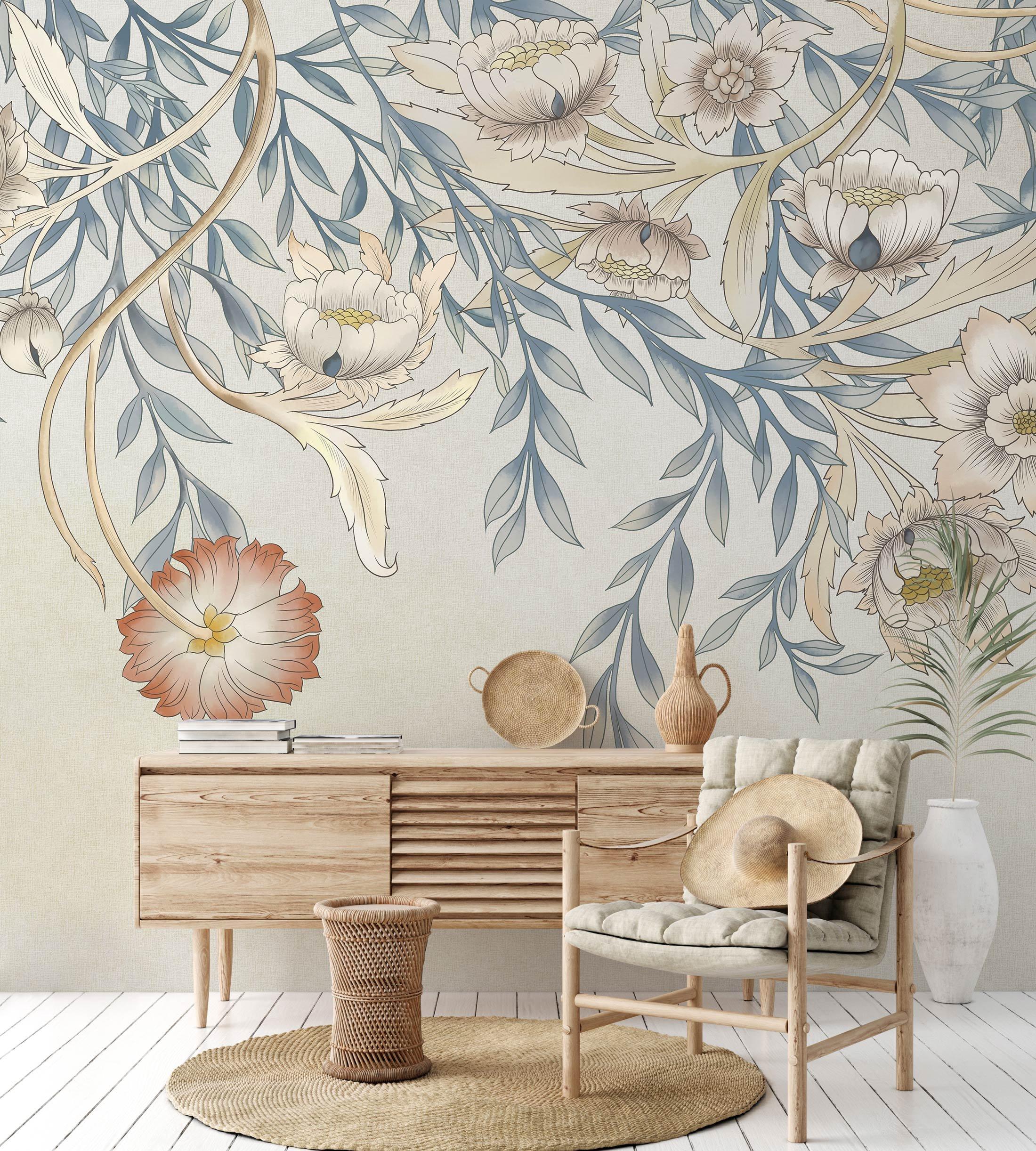 Highlight a statement wall with impactful wallpaper‍ in your living room