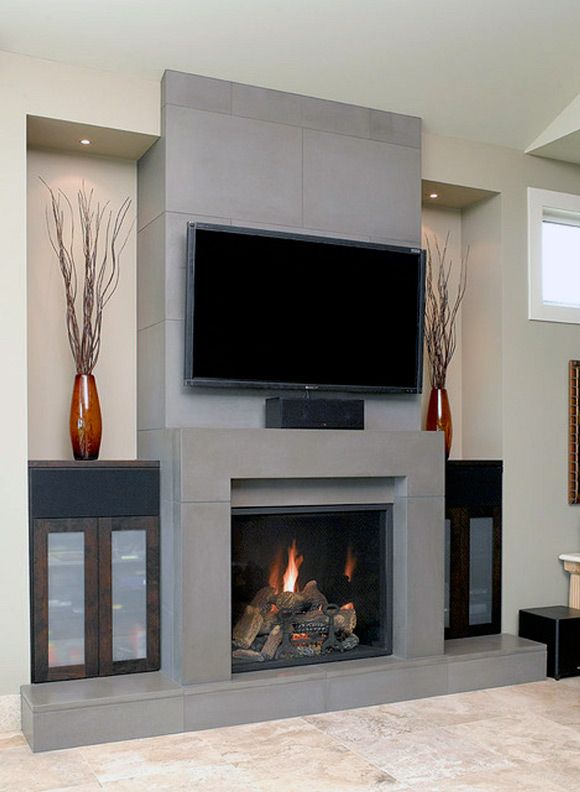 Gas Fireplace and TV Design Ideas | Contemporary fireplace designs .