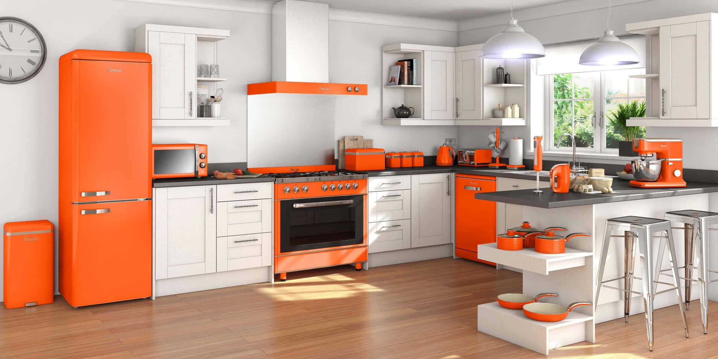 Colorful appliances introduce playfulness into your kitchen design