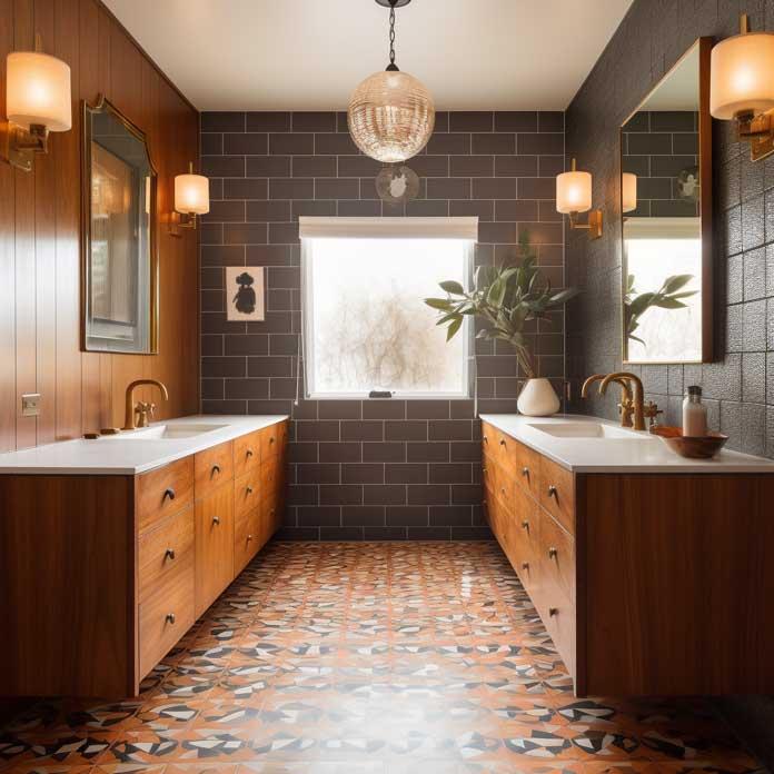 Vintage accents adding character to contemporary bathroom spaces