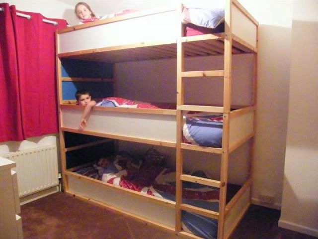 How to Make Triple Bunk Beds | Triple bunk bed ikea, Kids triple .