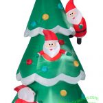 9' Gemmy Airblown Inflatable Christmas Tree of Many Santa's Sce