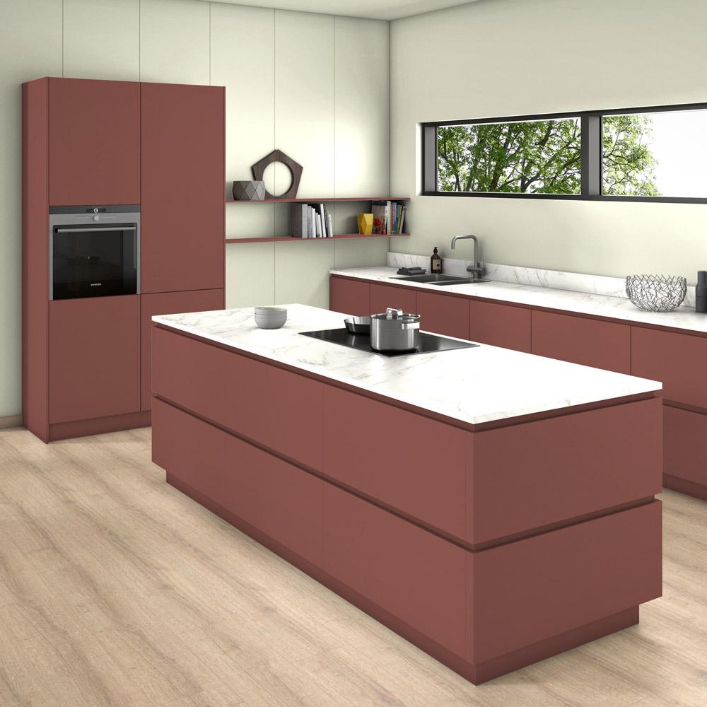 Use reflective surfaces to brighten up your Burgundy Kitchens ambiance