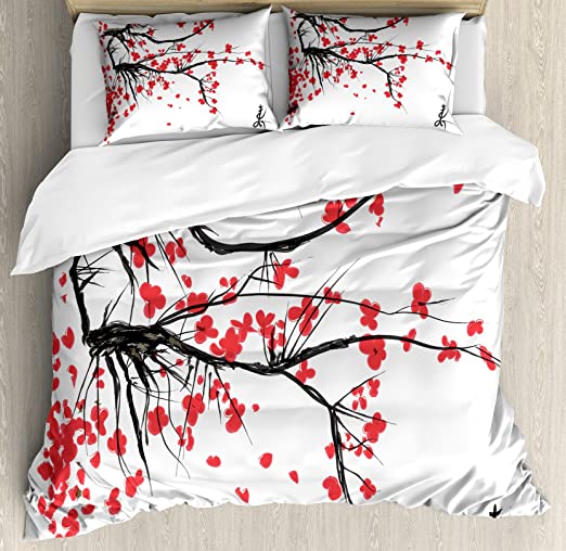 Amazon.com: Ambesonne Nature Duvet Cover Set, Sakura Blossom .