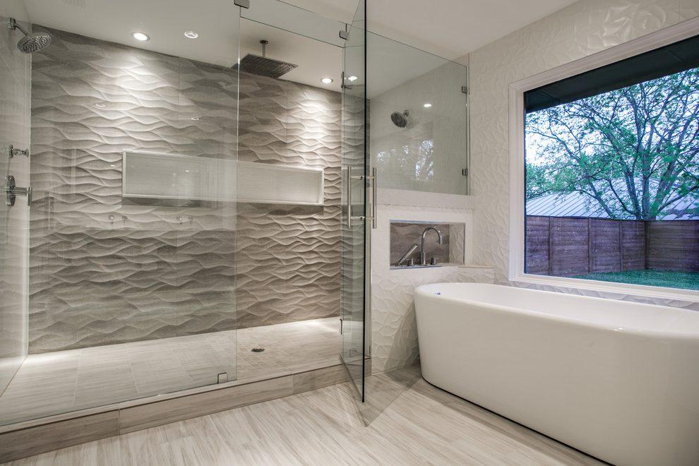 Textured tiles create visual interest and depth in your bathroom