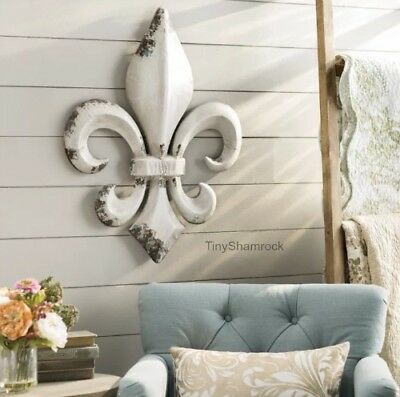 METAL WALL DECOR Fleur De Lis French Country Style 30" Large .