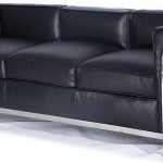 Kardiel Le Corbusier Style LC2 Sofa 3 Seat, Black Aniline Leather .