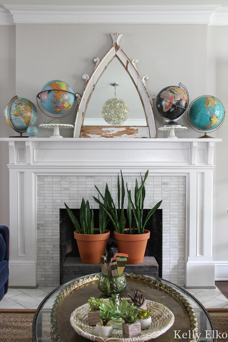 Vintage globes as quirky decor pieces for your eclectic living room charm