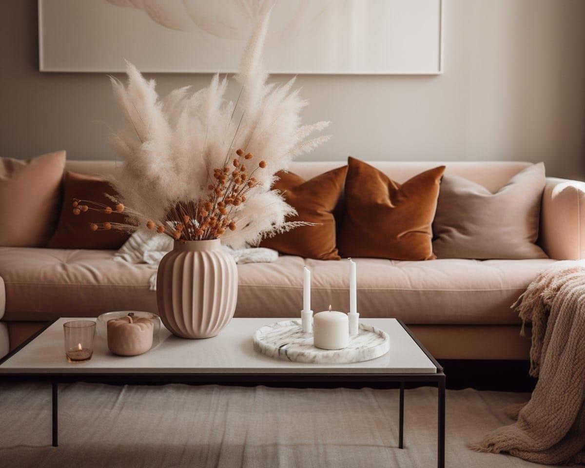 Incorporate an​ earthy color scheme through cushions and throw pillows in your Earthy Living Room