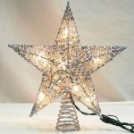 Northlight 12" Lighted Glittering Silver Star Christmas Tree .