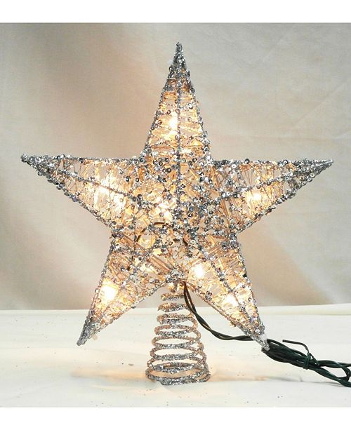 Northlight 12" Lighted Glittering Silver Star Christmas Tree .