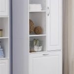 Linen Cabinet w Laundry Hamper | Bathroom storage tower, Linen .
