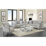 Avonlea Living Room Set (Grey Velvet) Coaster Furniture .