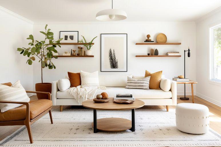 Use ⁢floating ‍shelves to display⁢ collectibles in your eclectic living room design