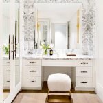 marble and gold bathroom makeup vanity | luxury vanity design .