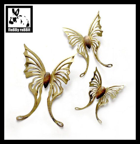 Brass Butterflies Wall Decor Vintage Gold Metal Butterfly | Etsy .