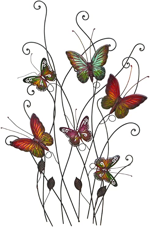 Amazon.com: Large Colorful Butterflies Outdoor Metal Wall Decor .