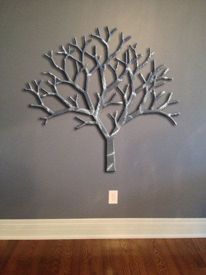 Tree Metal Wall Art - Silver Wall Decor - Tree Art - Metal Art .