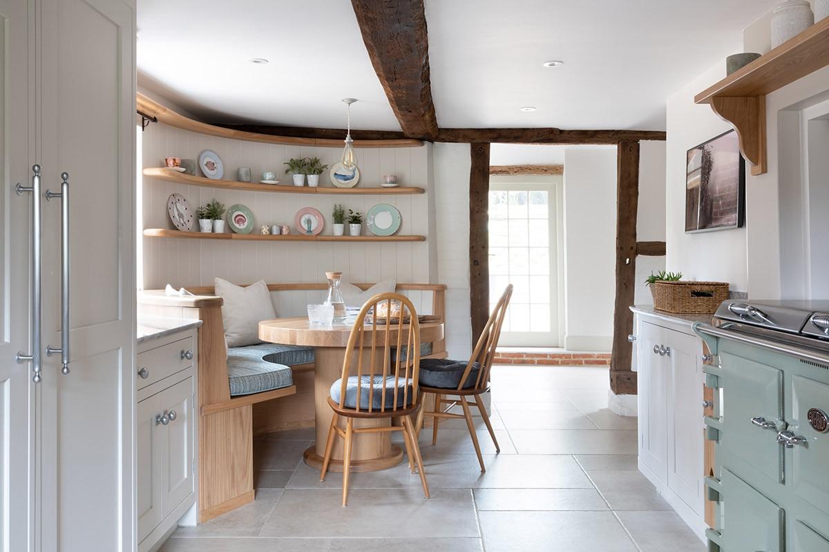 A country-style sideboard offers additional storage in your farmhouse kitchen