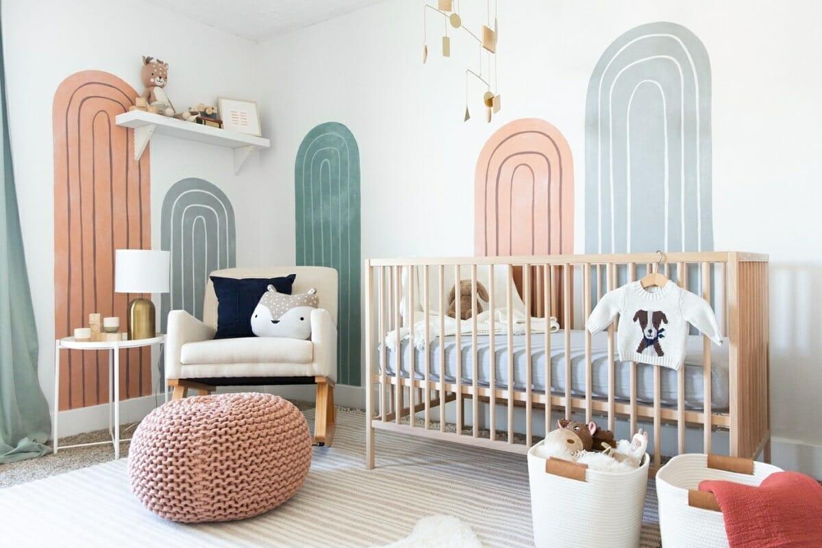 Gender-neutral color schemes make the nursery nook versatile