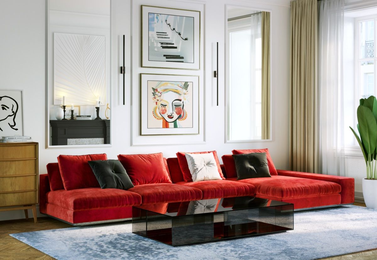 Add some unique style with a red couch