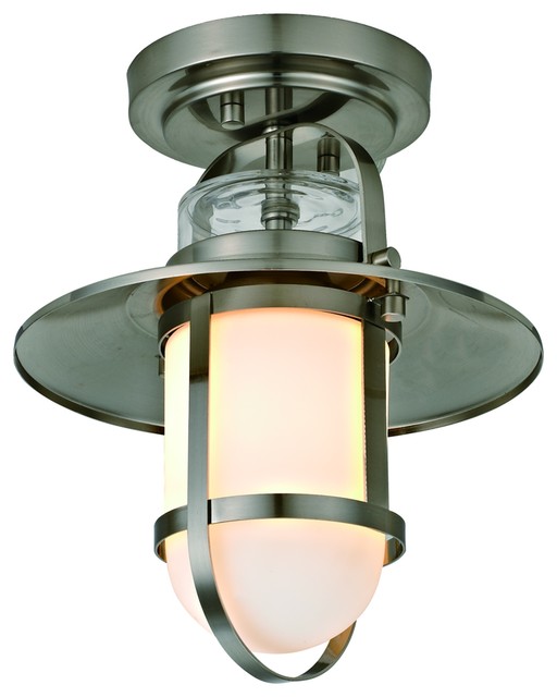 Miles 1-Light Nautical Outdoor Flush Mount with Frosted Glass .