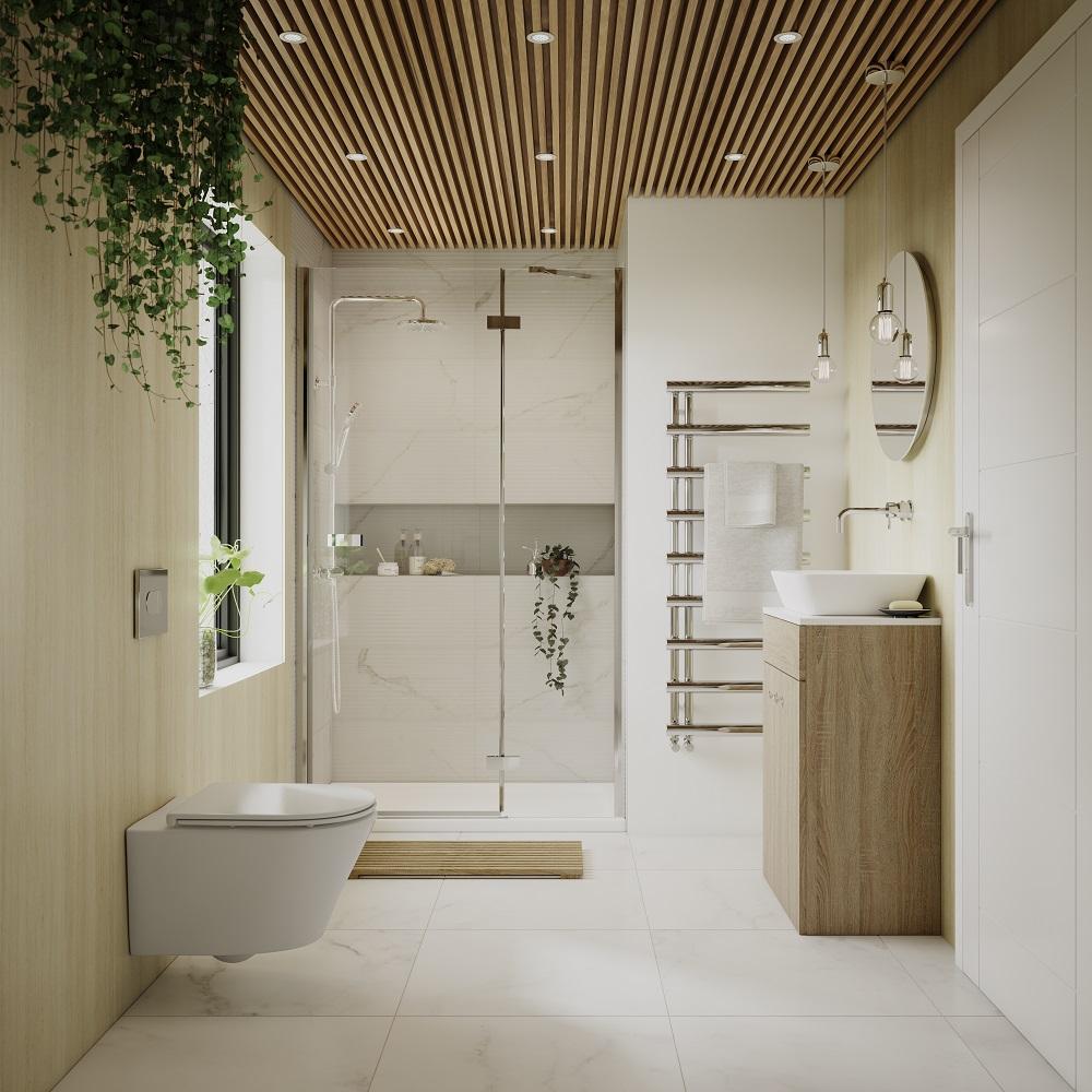 Farmhouse bathrooms are perfect for soothing, spa-like experiences