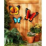 wall art indoor / outdoor metal wall decor butterfly set of 3 .