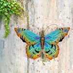 Shop Sunjoy 22-inch Blue Butterfly Hand-Painted Iron Outdoor Wall .