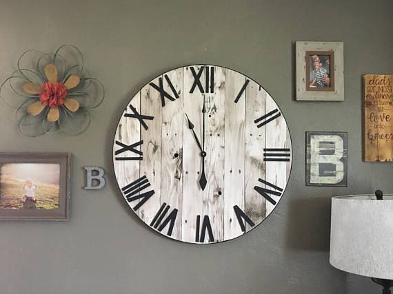 30 Large White Farmhouse Pallet Clock Oversized Wooden | Etsy .
