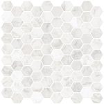 Wall Pops White Hexagon Marble Peel Stick Backsplash Tiles-NH2359 .