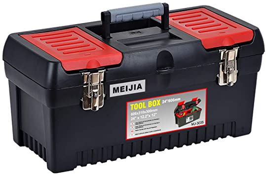 MEIJIA Portable Tool Storage Box, Organizers With Mental Latches .