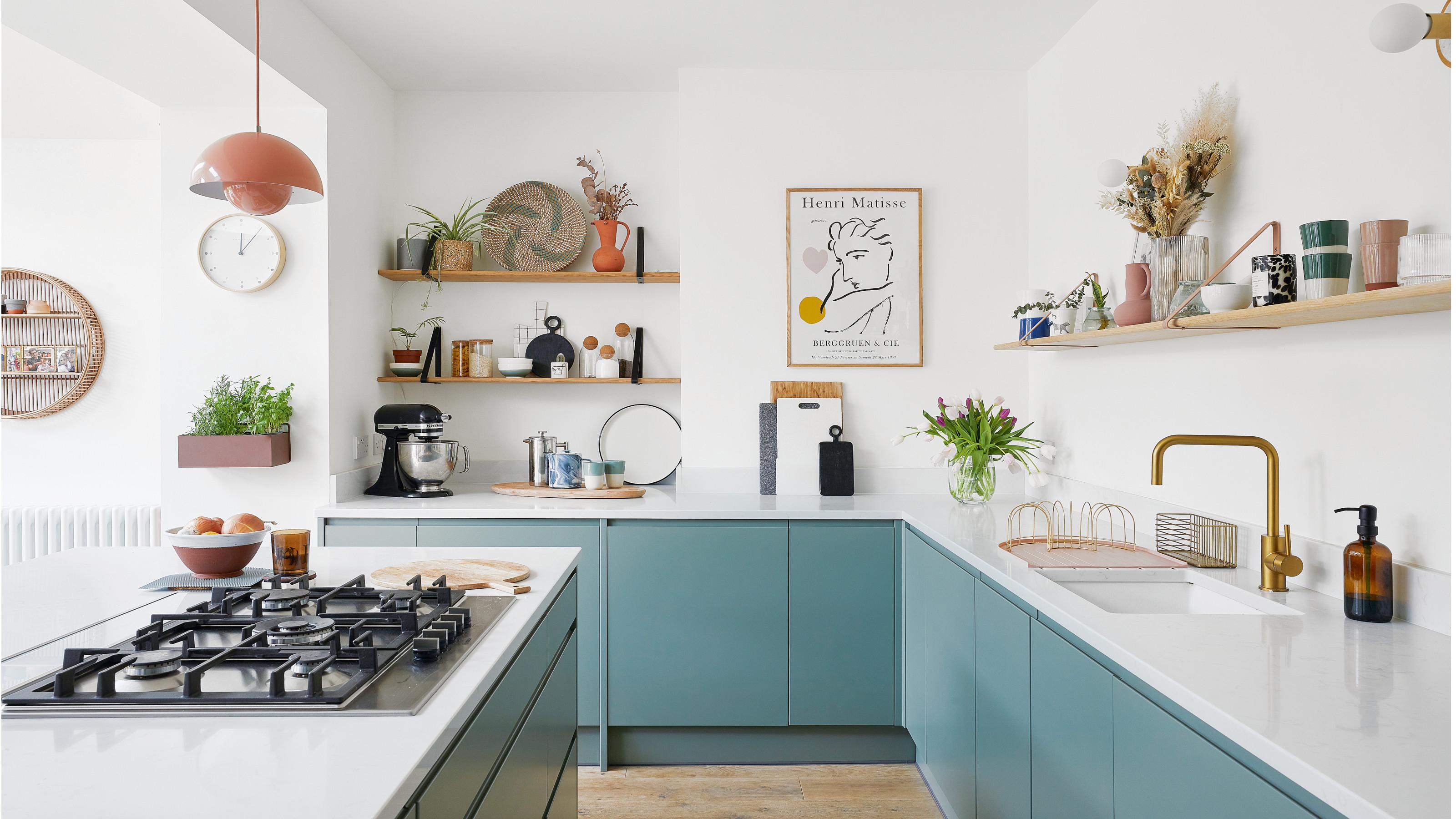 Install open shelving to display your favorite dishes in ‍the Galley Kitchen