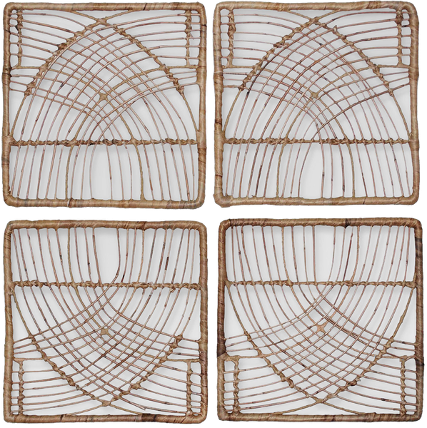 Rattan Wicker Wall Art Set (14"x14") 4pc - Natural - Threshold .