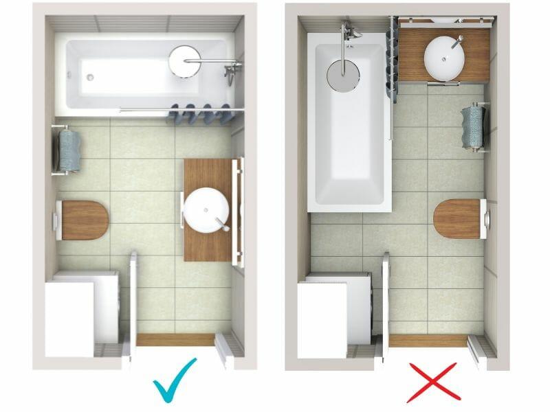 Create⁢ zones ⁤for different tasks‌ in your small bathroom layout